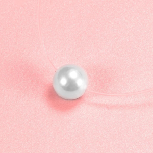 Colier Perla Rotund cu guta Elastica Transparent - Argintiu