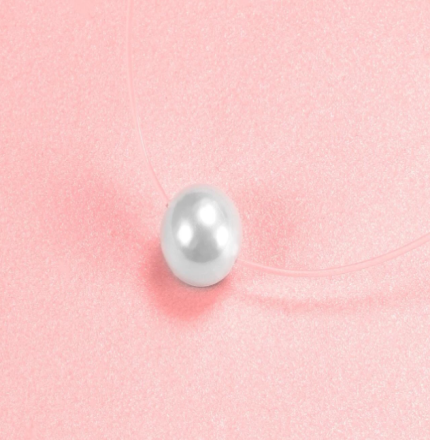 ' Colier Perla Rotund cu guta Elastica Transparent - Argintiu
