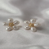 Cercei Placati cu Aur 14K si Perle Naturale White Flower