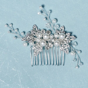 Accesoriu Par Bride, argintiu, cu perle si cristale Bride