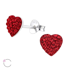 Cercei Argint 925 cu Cristale Red Heart