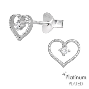 Cercei Argint 925 Placati cu Rodiu si Pietre Zirconiu model Inima