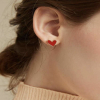 Cercei Heart Shaped Stud Earrings, Rosu
