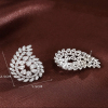 Cercei Eleganti Luxury Pietre Zirconiu, Frunza, Argintiu