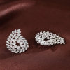 Cercei Eleganti Luxury Pietre Zirconiu, Frunza, Argintiu